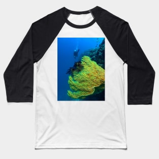 scuba diver and yellow sea fan Baseball T-Shirt